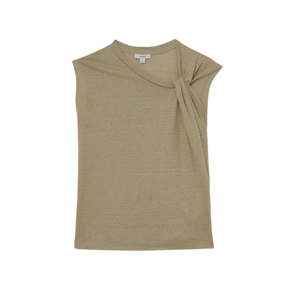 REISS Taylor Linen Twist-Detail T-Shirt